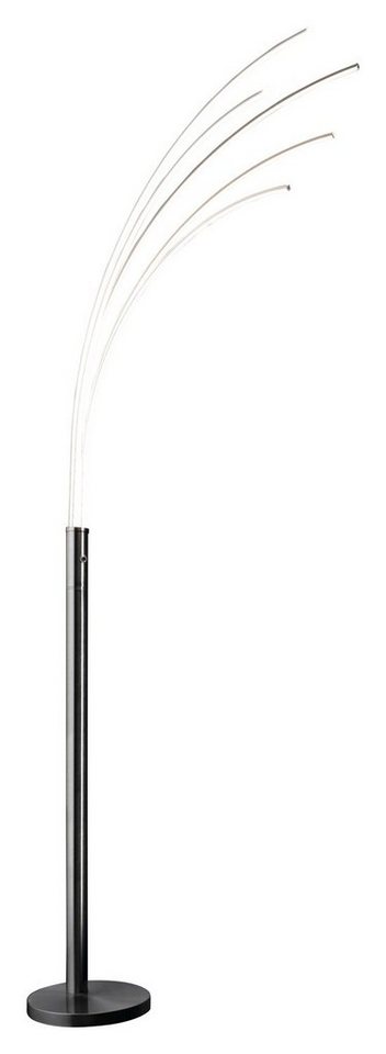 casa NOVA LED Bogenlampe Stehleuchte ECLIPSE, 5-flammig, H 200 cm, Metall, Dimmfunktion, LED fest integriert, Warmweiß, Silbergrau, Kunststoff, Touchsensor