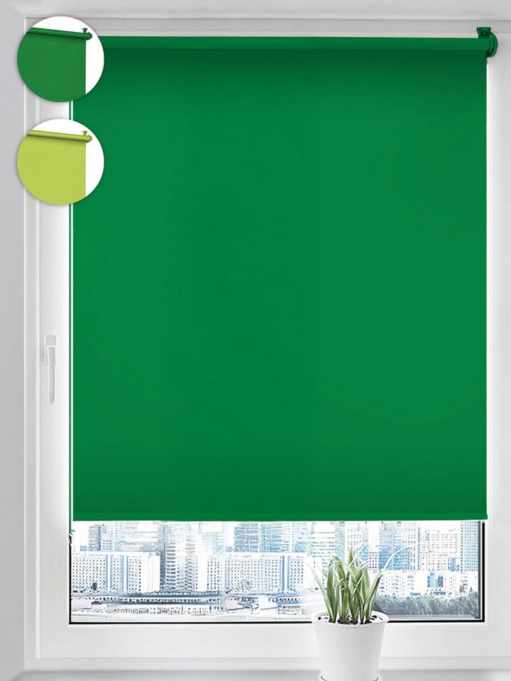 Verdunklungsrollo Seitenzugrollo, Sonello, verdunkelnd, einfache Montage ohne Bohren, freihängend, Klemmfix, 30 cm x 130 cm Grün Verdunkelungsrollo, Rollos Fenster, Sonnenschutz Bild 4