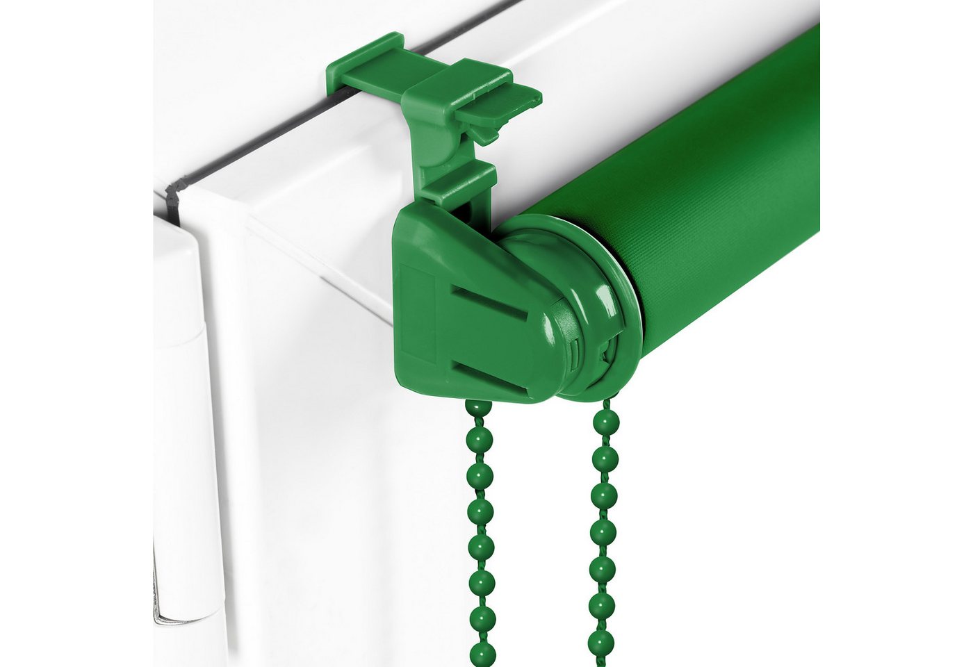 Verdunklungsrollo Seitenzugrollo, Sonello, verdunkelnd, einfache Montage ohne Bohren, freihängend, Klemmfix, 30 cm x 130 cm Grün Verdunkelungsrollo, Rollos Fenster, Sonnenschutz Bild 5