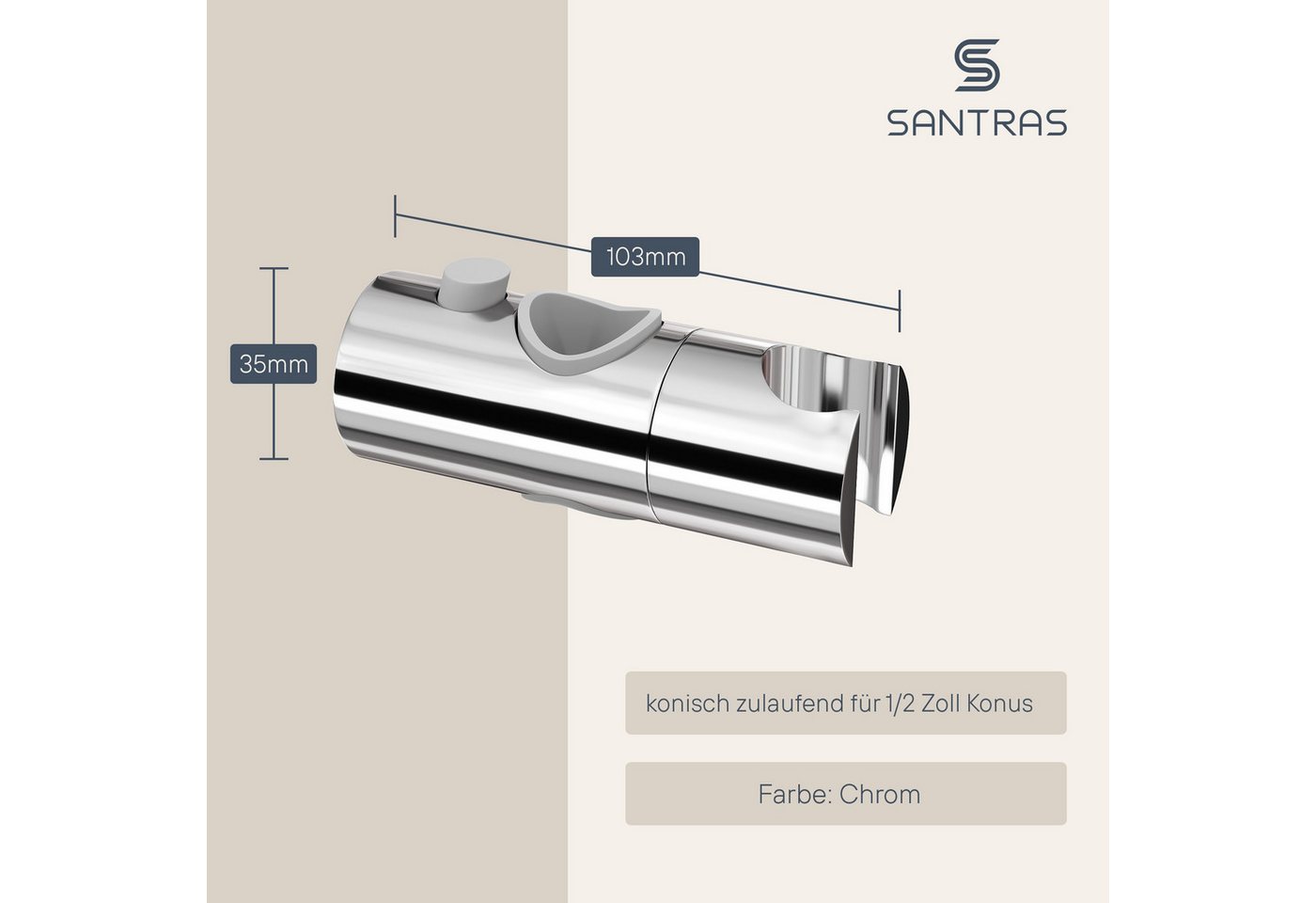 Santras Duschstange Gleiter Halterung für Handbrause mit Stange mit ø 18-25mm Bild 2