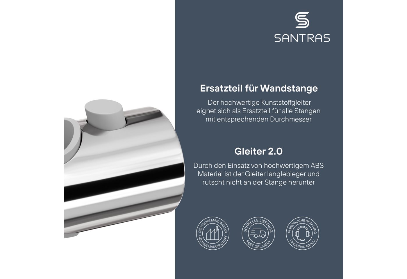 Santras Duschstange Gleiter Halterung für Handbrause mit Stange mit ø 18-25mm Bild 4