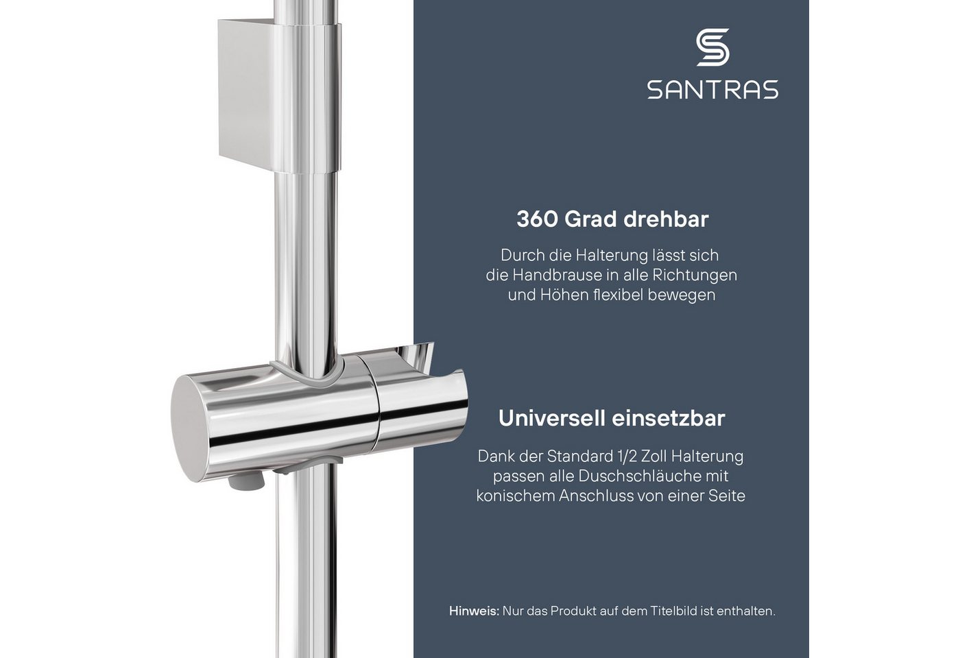 Santras Duschstange Gleiter Halterung für Handbrause mit Stange mit ø 18-25mm Bild 5