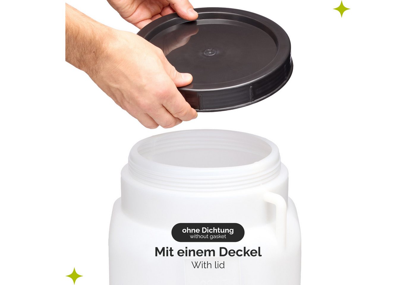 Garronda Regentonne 20L BPA-frei quadratisches Fass und Behälter mit Deckel GD-0088, Weiß, 20 l, (1-tlg), BPA-Frei Bild 3