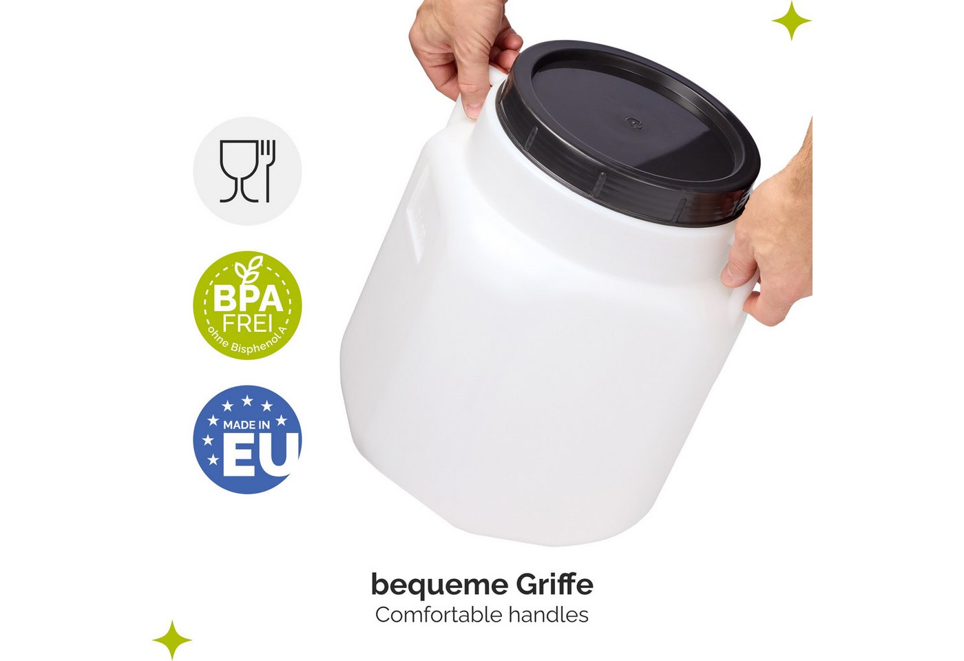 Garronda Regentonne 20L BPA-frei quadratisches Fass und Behälter mit Deckel GD-0088, Weiß, 20 l, (1-tlg), BPA-Frei Bild 4