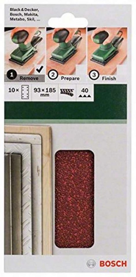 BOSCH Schleifpapier Schleifblatt Klett 10 x, 93 x 185 mm, Körnung 40 für Schwingschleifer Bild 4