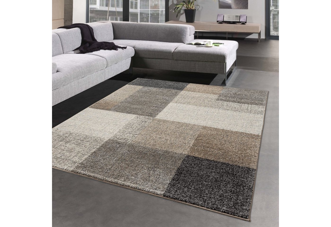 Carpetia Designteppich Modernes geometrisches Design, rechteckig, Höhe: 11 mm, pflegeleicht, strapazierfähig, für Fußbodenheizung geeignet Bild 3