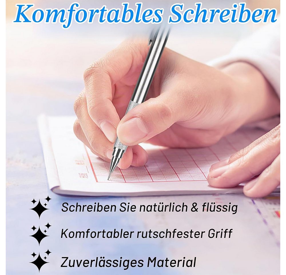 AFKSMILE Druckbleistift Druckbleistift,4Pcs Mechanical Pencil,2 Radiergummi,8 Tuben Mine, (8-tlg), 0,3/0,5/0,7/0.9 mm, Bleistiftmine HB Mienenbleistift,für Skizzieren