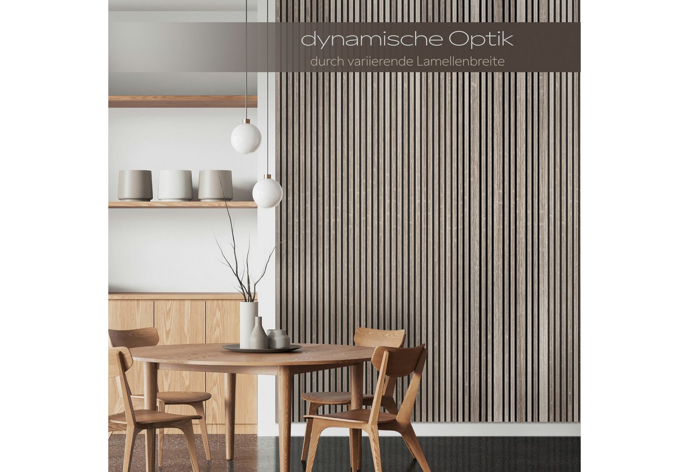 Hexim Wandpaneel, BxL: 60x278 cm, (Akustikpaneele 6 Stück 278x60cm Holz Mila - flexible Holzpaneele Platten Wanddeko Wand Kombipaneel Wandverkleidung Schalldämmung Akustikfilz braun 10.02m² Vintage Oak) Bild 2