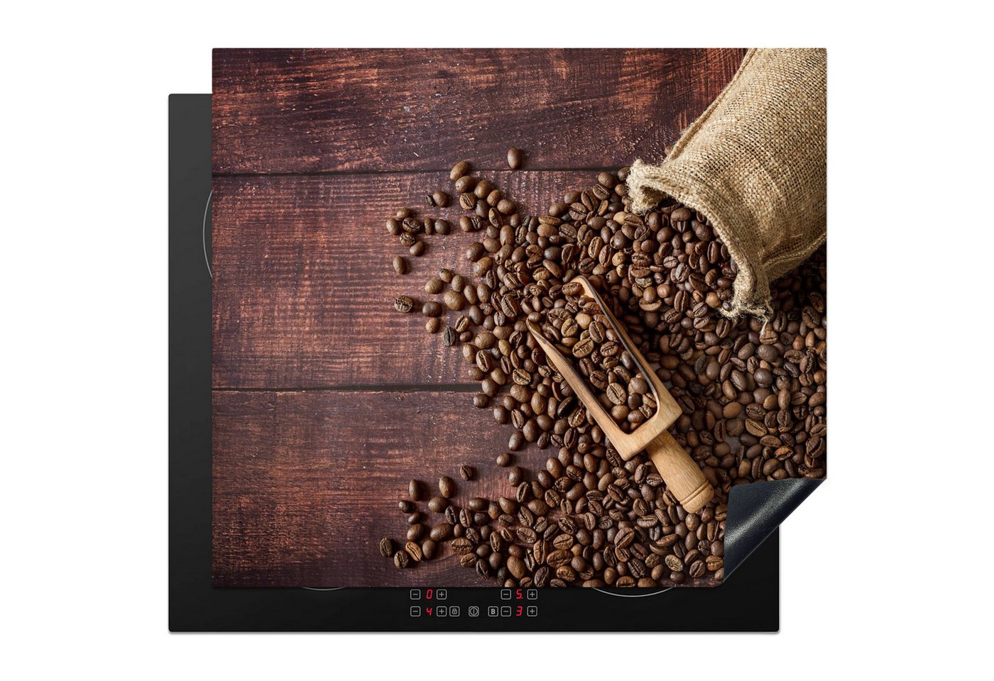 MuchoWow Herd-Abdeckplatte Kaffee - Kaffeebohnen - Braun - Holz, Vinyl, (1 tlg), Abdeckplatte für Ceranfeld, Herd Inductionsmatte, 57.6x51.6 cm Bild 3