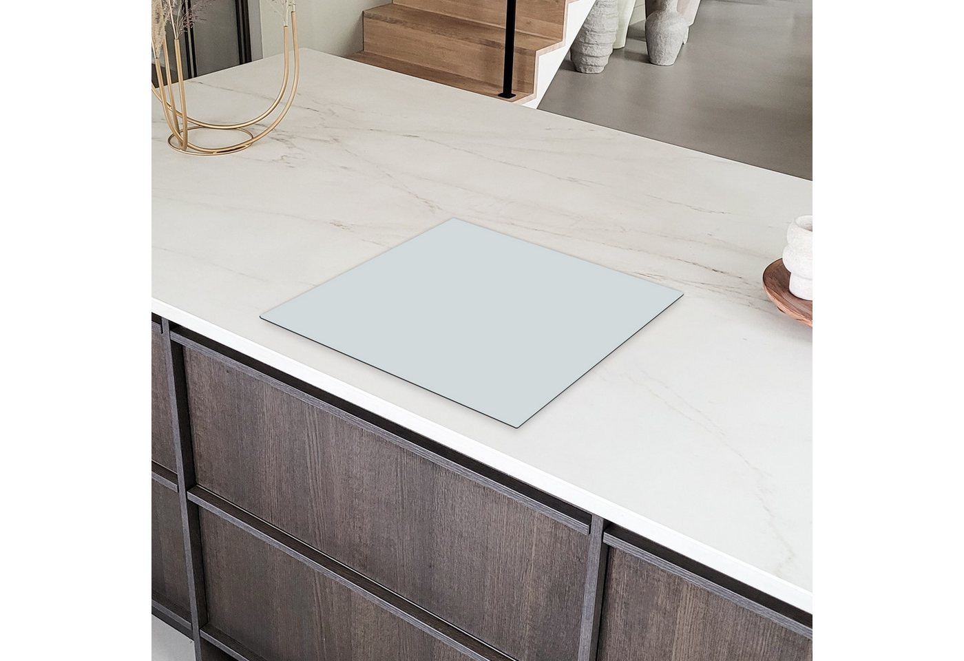 MuchoWow Herd-Abdeckplatte Silber - Grau - Metall - Leicht, Vinyl, (1 tlg), Cerankochfeld Abdeckung, Herd Abdeckplatten Vinyl, 58.3x51.3 cm Bild 4