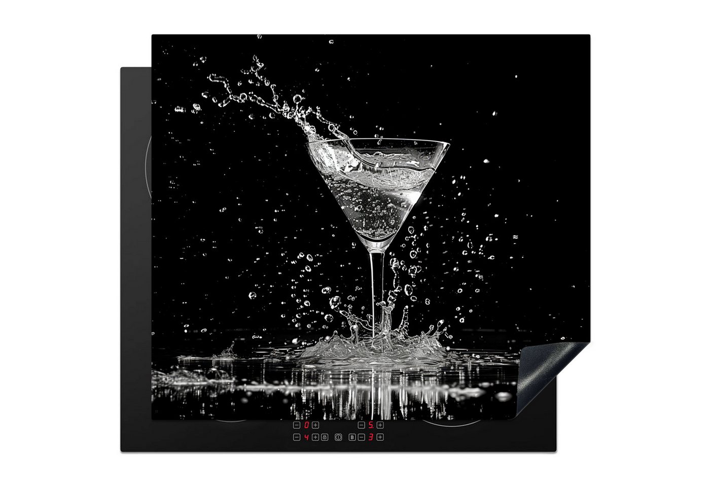 MuchoWow Herd-Abdeckplatte Glas - Cocktail - Schwarz - Trinken, Vinyl, (1 tlg), Ceranfeldabdeckung Küche, Herdabdeckplatte Einteilig, 59x51 cm Bild 5