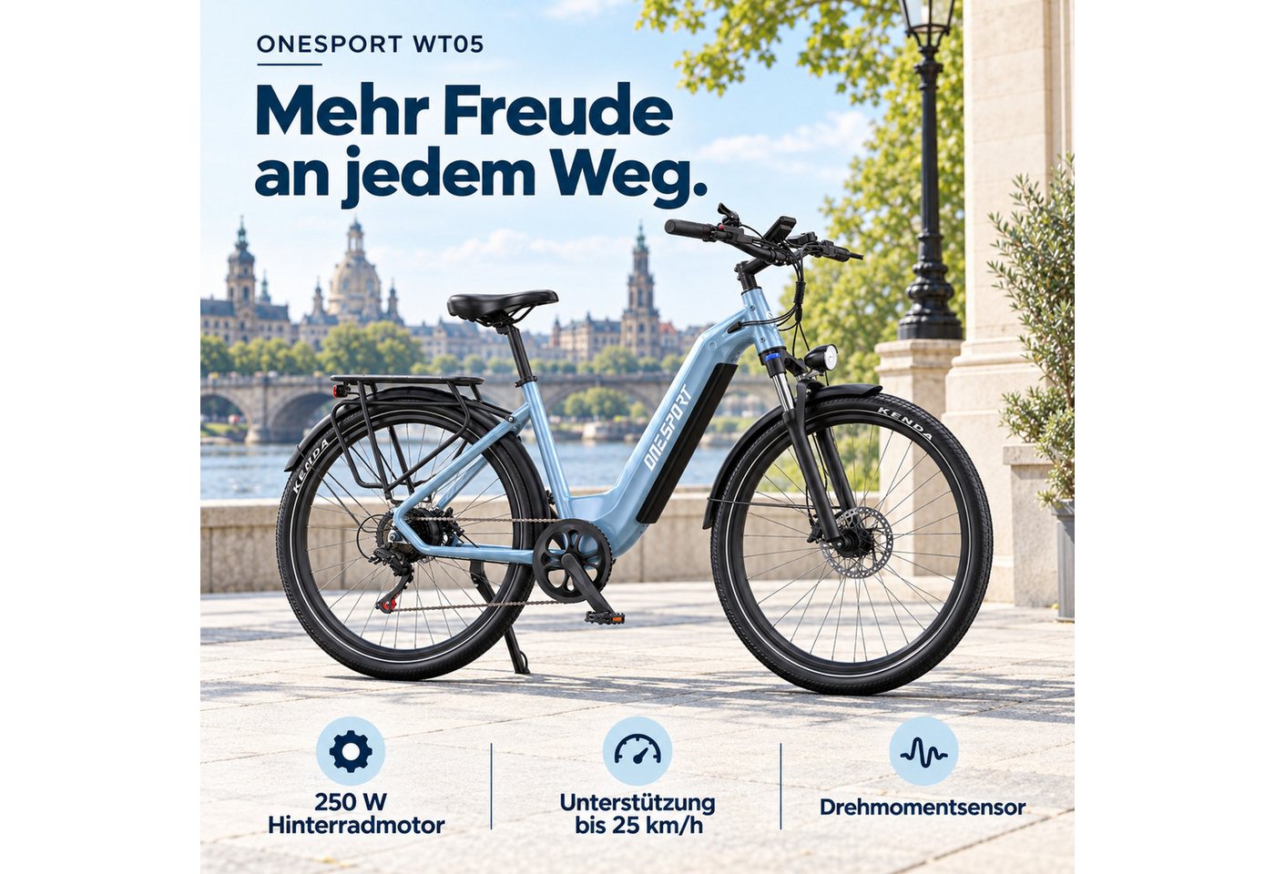 Onesport E-Bike Cityrad e bike für herren 28 zoll 18.2AH 36V 655WH damen 120km E-MBT, SHIMANO, Kettenschaltung, Heckmotor, 655,2 Wh, e bike für damen herren 28 zoll Cityrad 7 Gang Shimano hydraulischen Bild 3