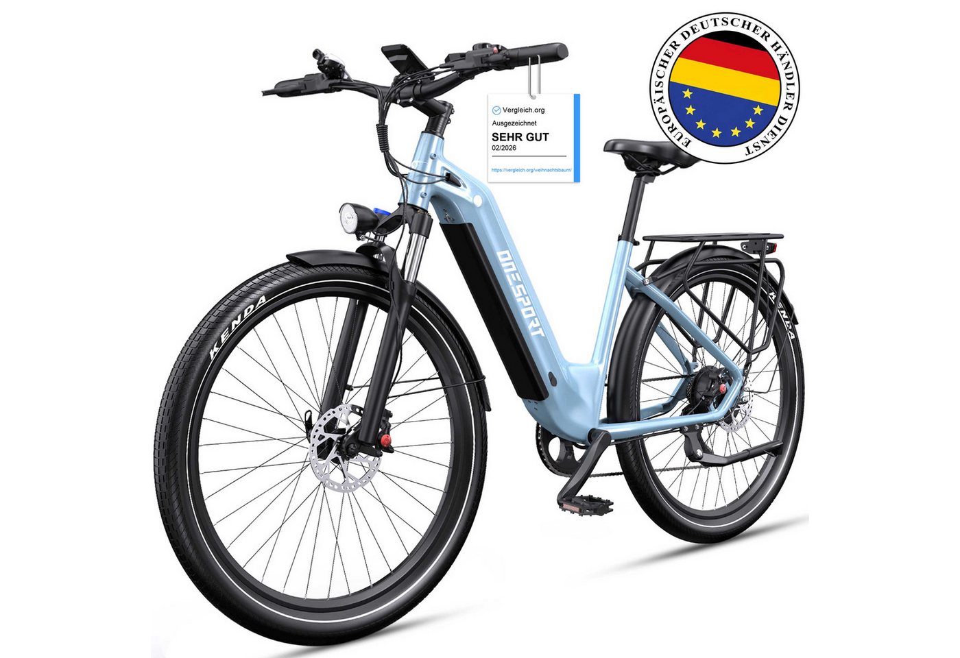 Onesport E-Bike Cityrad e bike für herren 28 zoll 18.2AH 36V 655WH damen 120km E-MBT, SHIMANO, Kettenschaltung, Heckmotor, 655,2 Wh, e bike für damen herren 28 zoll Cityrad 7 Gang Shimano hydraulischen Bild 4