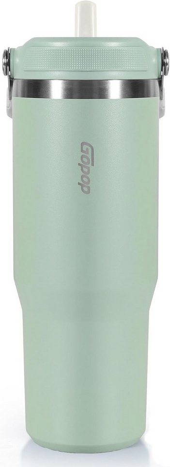 POPOLIC Isolierflasche Kaltbecher mit großem Fassungsvermögen, Wasserbecher aus Edelstahl 304, mit Strohhalm, 900 ml, versiegelt und auslaufsicher Bild 4