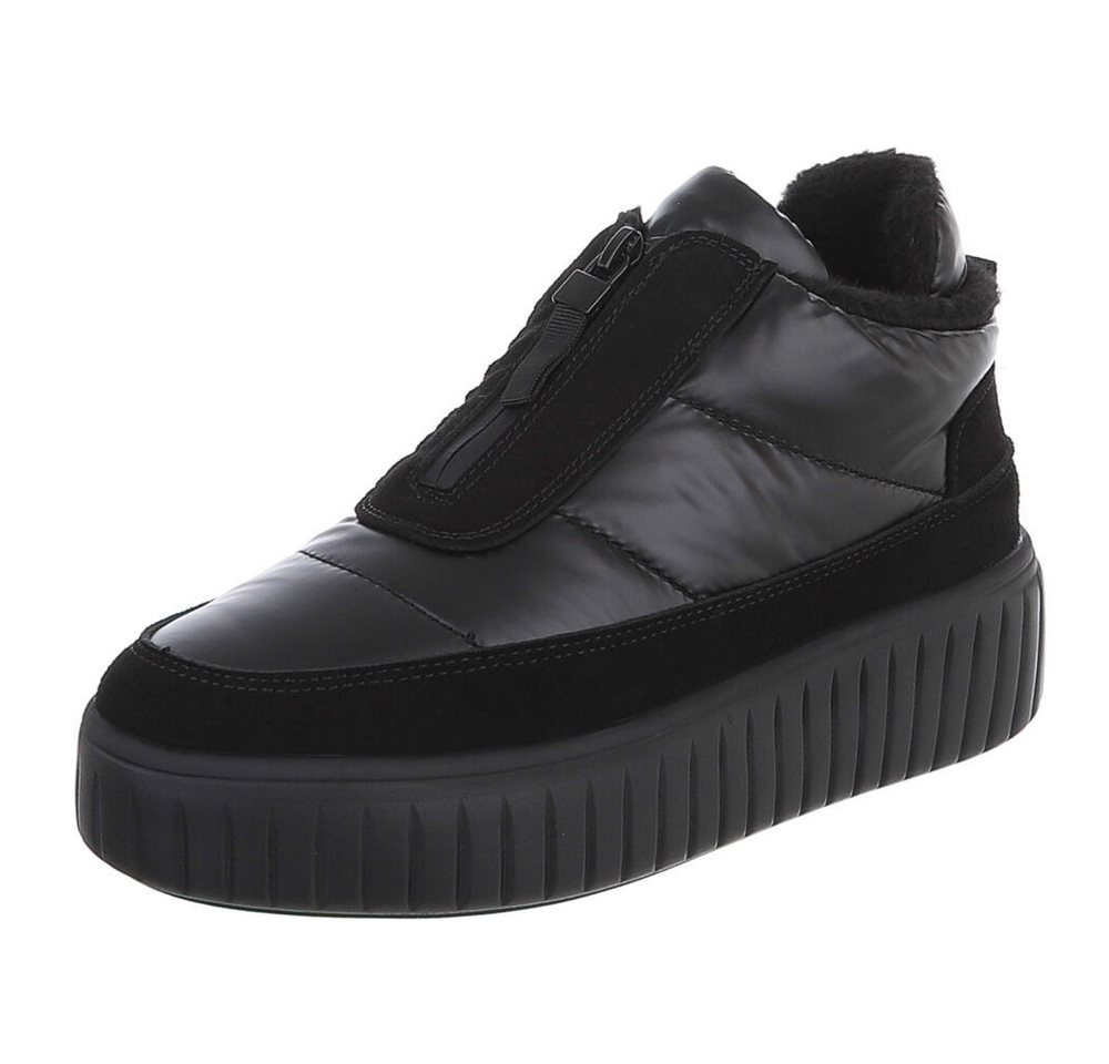Ital-Design Damen Winter-Sneaker mit Plateau und Reißverschluss Snowboots (92497433) Flach Stiefeletten in Schwarz Bild 3