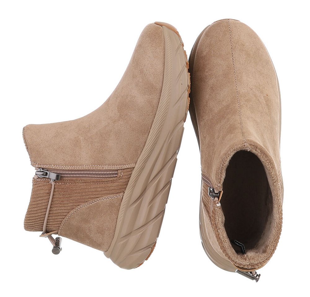 Ital-Design Damen Slip-on Boot mit Profilsohle Snowboots (92497459) Keilabsatz/Wedge Stiefeletten in Hellbraun Bild 2