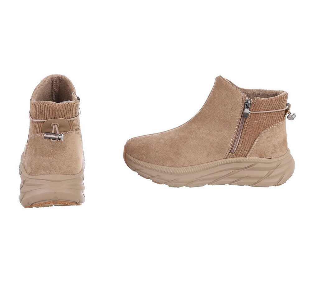 Ital-Design Damen Slip-on Boot mit Profilsohle Snowboots (92497459) Keilabsatz/Wedge Stiefeletten in Hellbraun Bild 5