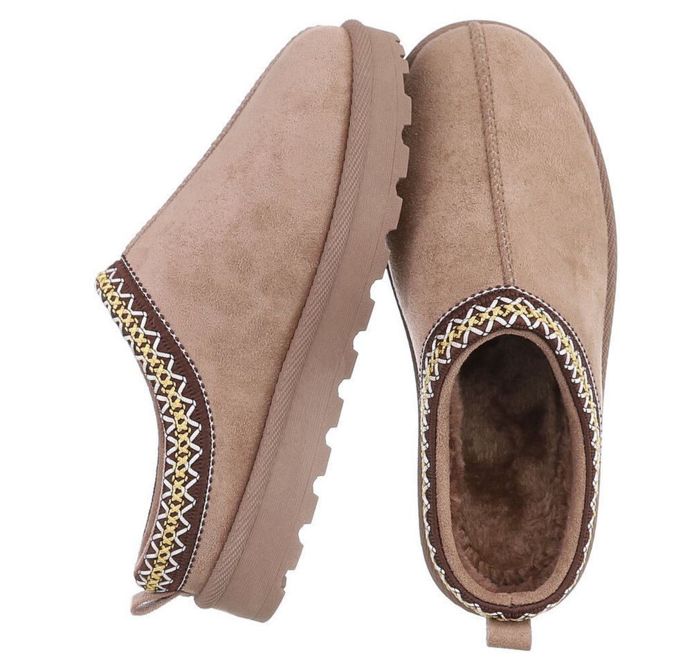 Ital-Design Bequeme Clogs für Damen mit dekorativen Details Snowboots (90457948) Flach Flache Stiefeletten in Hellbraun Bild 5