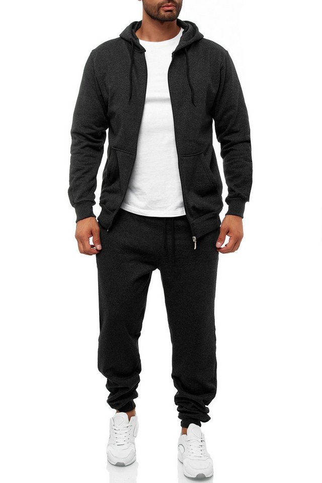 iKENNAS Sportanzug (Hose + Zip hoodie) Anthrazit S