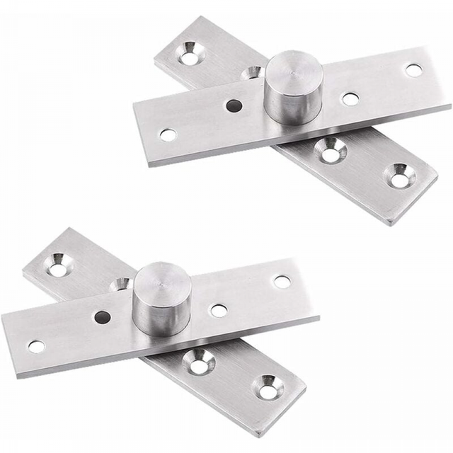 Sollbry - 360 Grad Drehbares Türscharnier, 2 Edelstahl-tür-mittelstift-drehscharniere, Robuste, Verdeckte Drehbare Türscharniere Mit Befestigungsschrauben (75 X 17 Mm)