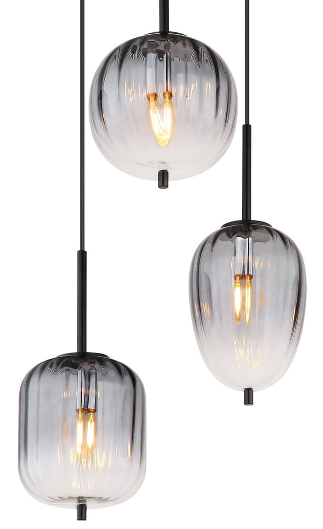 Globo Lighting - Globo - Hängeleuchte - Attila - Schwarz - Glas Rauchglas - Ø 46cm