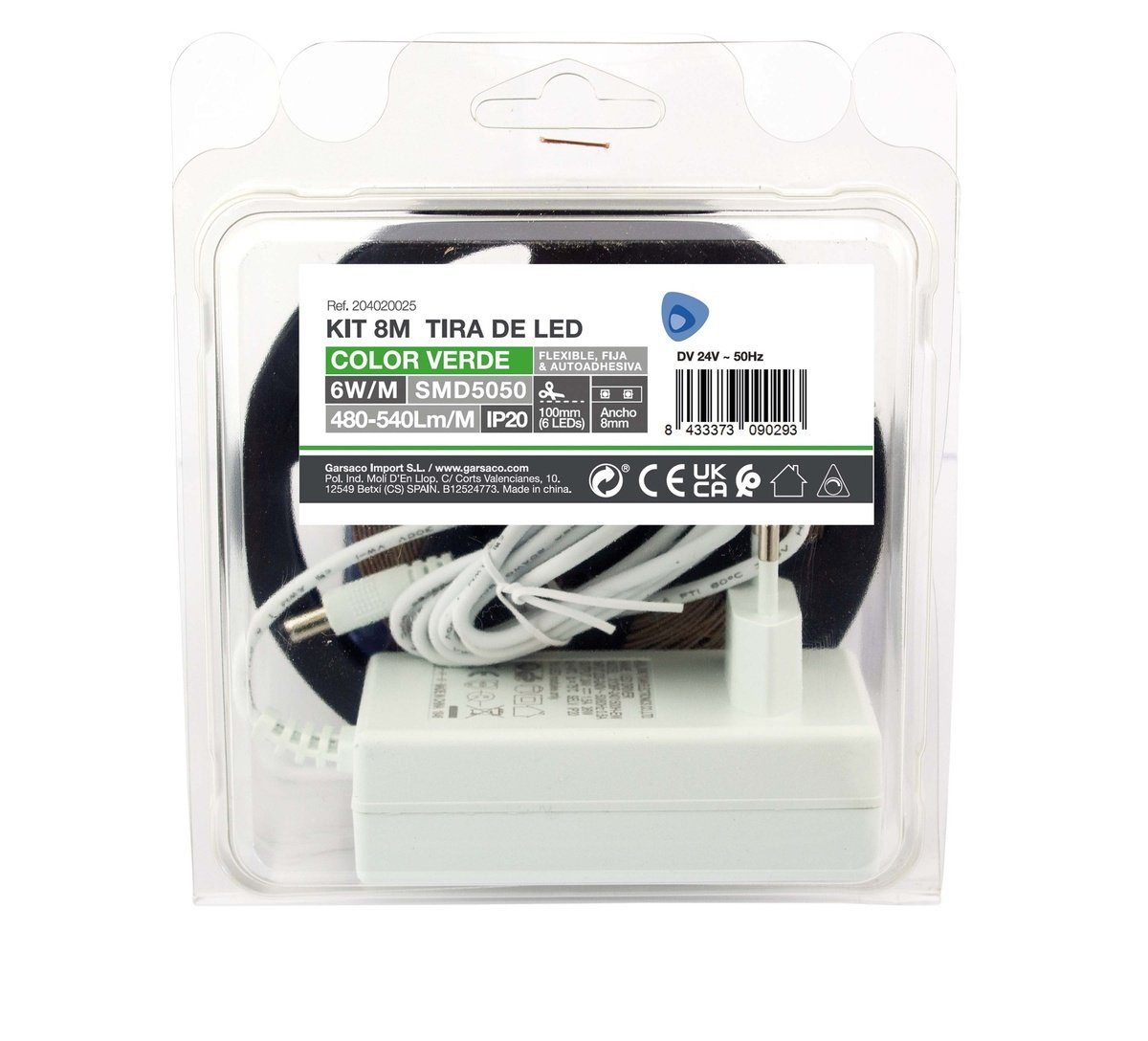 8 M Led-streifen-set, 6 W/m, Ip20, Grün, Vorbereitet
