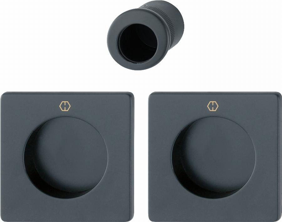 Set Für Schiebetür Hoppe M443 - Oberfläche F9714m Matt Schwarz - Blindverschluss - 11621795