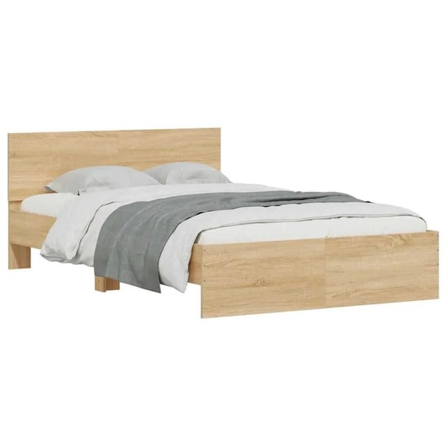 Bettgestell Mit Kopfteil Led-beleuchtung Sonoma-eiche 120x190cm Vidaxl