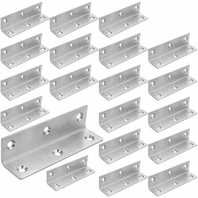 Set Mit 22 Montagewinkeln Aus Verstärktem Edelstahl. 100 X 25 X 25 Mm Große Quadratische Aicer-edelstahlplatte. Metallhalterung Zur Befestigung Aus Edelstahl Zur Möbelbefestigung Und -reparatur. Galva