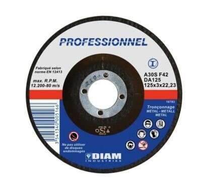 Schleifscheibe Ø125 X 3 X 22,23 Stahl - Diam Industries - Da125/22