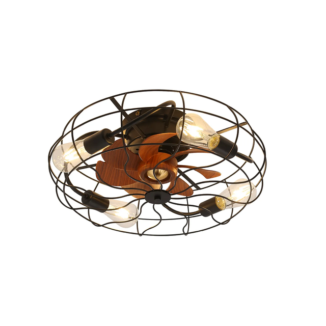 20 Zoll Flacher Industrie-deckenventilator Für Den Innenbereich Mit Fernbedienung, 7 Flügeln Und Glühbirne