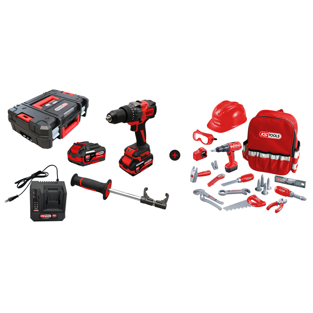 Set Aus Einem Akkubetriebenen Bohrschrauber Und Einem Rucksack Mit Werkzeug Für Kinder - Kstool - 515.4730f-a1