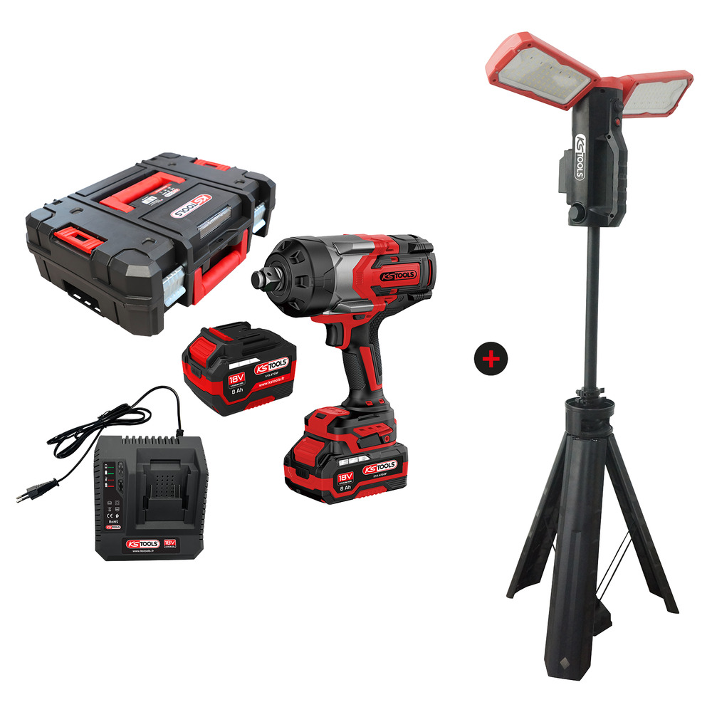 Satz Aus Einem 3/4'' Akku-schlagschrauber Und Einem Ac/dc-scheinwerfer 10.000 Lumen - Kstool - 515.4720f-a2