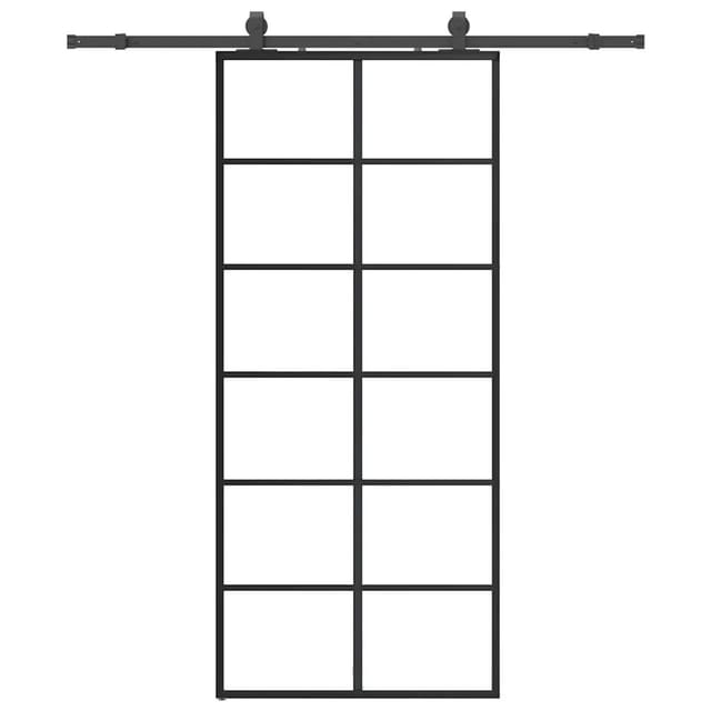 Vidaxl - Schiebetür Mit Beschlag Schwarz 90x205 Cm Esg-glas