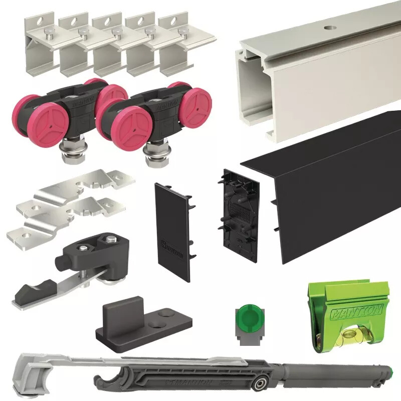 Saf-black-set Für 1 Tür Von 21 Bis 60 Kg Mit Dämpfer Und 195 Cm Schiene - Mantion Sas - Saf60-195-black