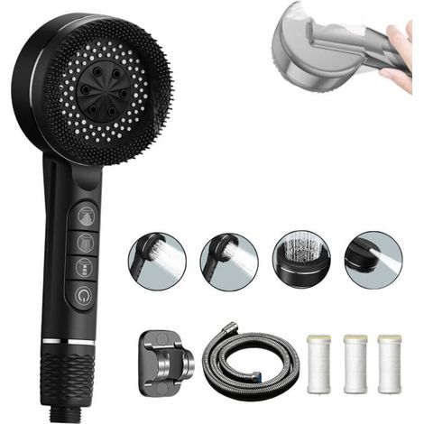 Pommeau De Douche Haute Pression Économe - 4 Modes - Avec Tuyau Renforcé De 1,5m