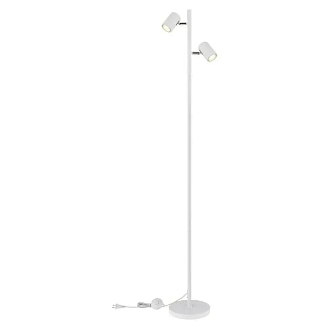 Globo Lighting - Stehleuchte Strahler Schwenkbar Standlampe Weiß Matt Wohnzimmerleuchte Stehend Weiß, Alu Metall, 2x Gu10 Fassungen, H 158 Cm