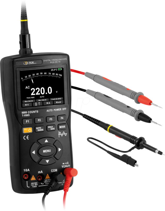 Pce Instruments - Pce-oc 15 Hand-multimeter Digital Datenlogger, Inkl. Prüfkabel
