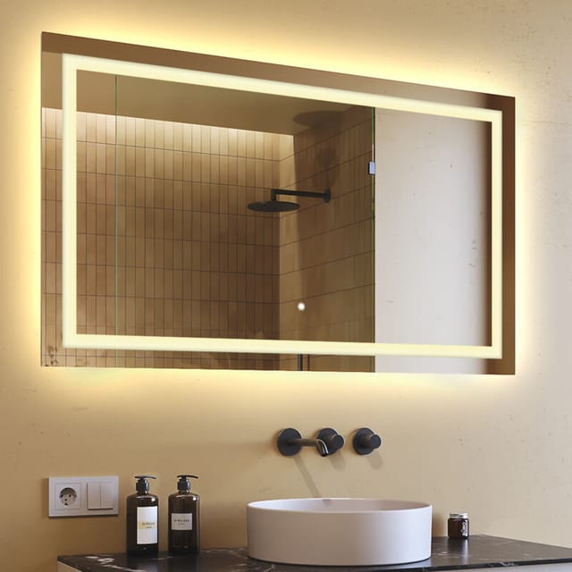Artforma - Illuminated Bathroom Mirror Led 120x70cm, L15, Warm White 2700k, Touch Switch
