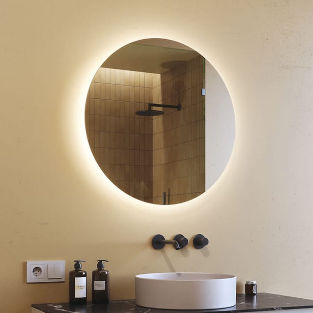 Artforma - Round Bathroom Mirror Led 70cm, Okr082, Cold White Light 6000k
