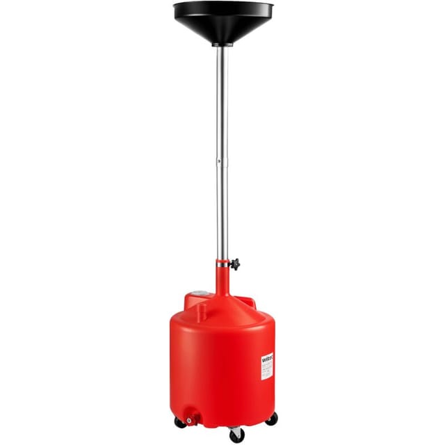 Wiltec - Lauffangwagen 75 L Ölablassgerät 145-185 Cm, Höhenverstellbarer Ölauffangbehälter Mit Großem Trichter Ø 41 Cm, Altölauffangbehälter Ideal Für Ölwechsel Bei Auto Und Motorrad