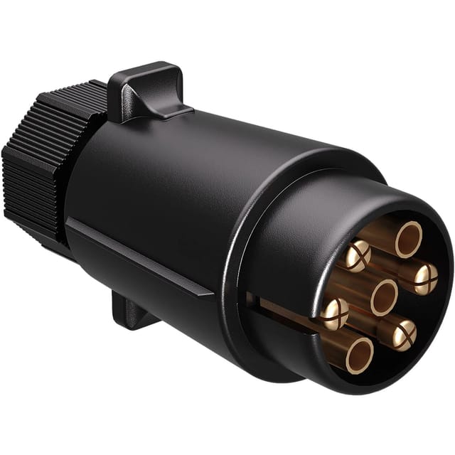 Wiltec - 7-poliger Stecker Typ N, Robuster Anhängerstecker, Kabelstecker Für Kfz, Zuverlässige Stromversorgung Für Anhänger Und Wohnwagen