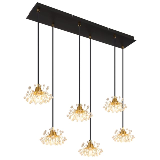 Globo Lighting - Pendelleuchte Hängelampe Deckenleuchte Esszimmerleuchte Goldfarbe Kristalle