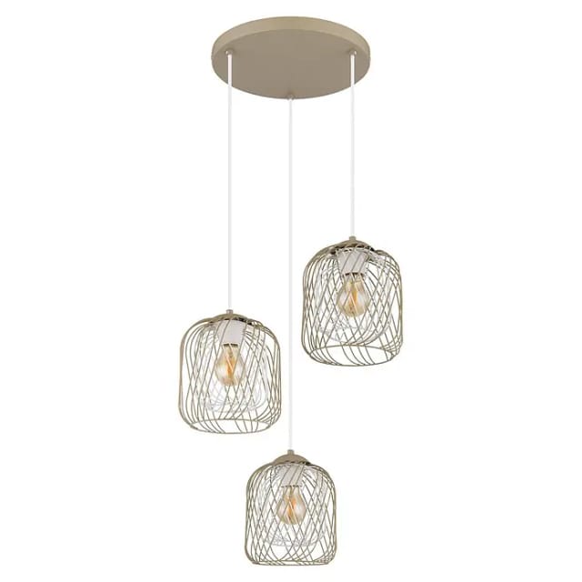 Globo Lighting - Pendelleuchte Hängelampe Esszimmerlampe Deckenleuchte Sandfarbe 3-flammig
