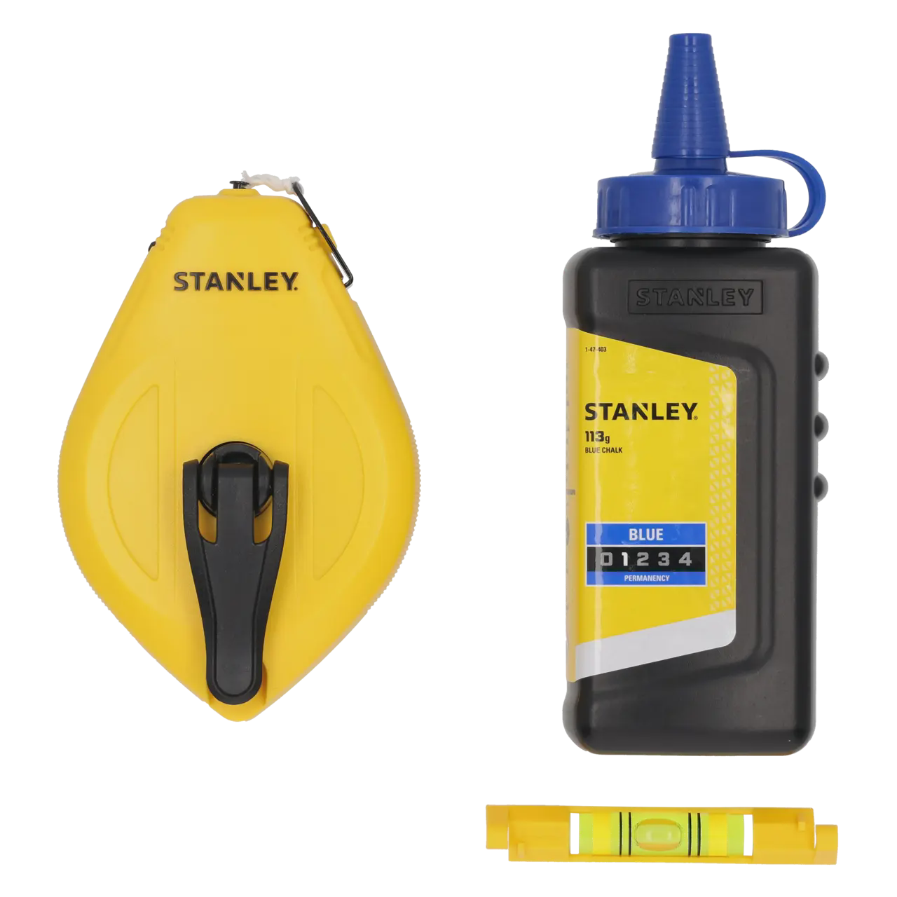 Schnurzieh-set 30 M 1:1, Blaue Kreide, Wasserwaage - Stanley - Stht47113-0