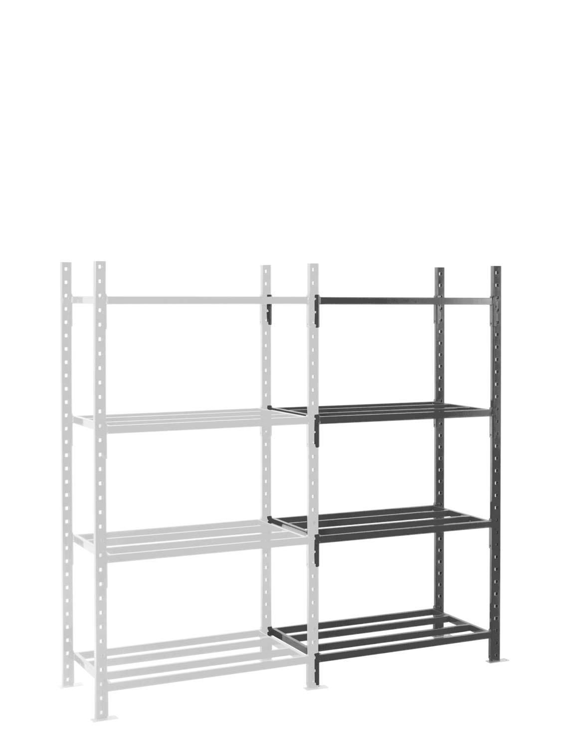 Regal Fliplus - Ergänzungsset Mit Lackierten Rohrgestellen 2000x1260x1000mm 4 Ebenen