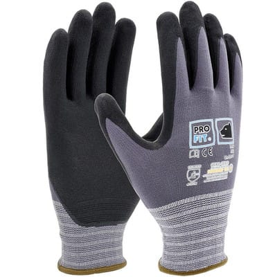 Pro Fit Nitril-feinstrickhandschuh – Größe 9 - 12 Paar, Arbeitshandschuhe Atmungsaktiv, Schutzhandschuhe Grau/schwarz