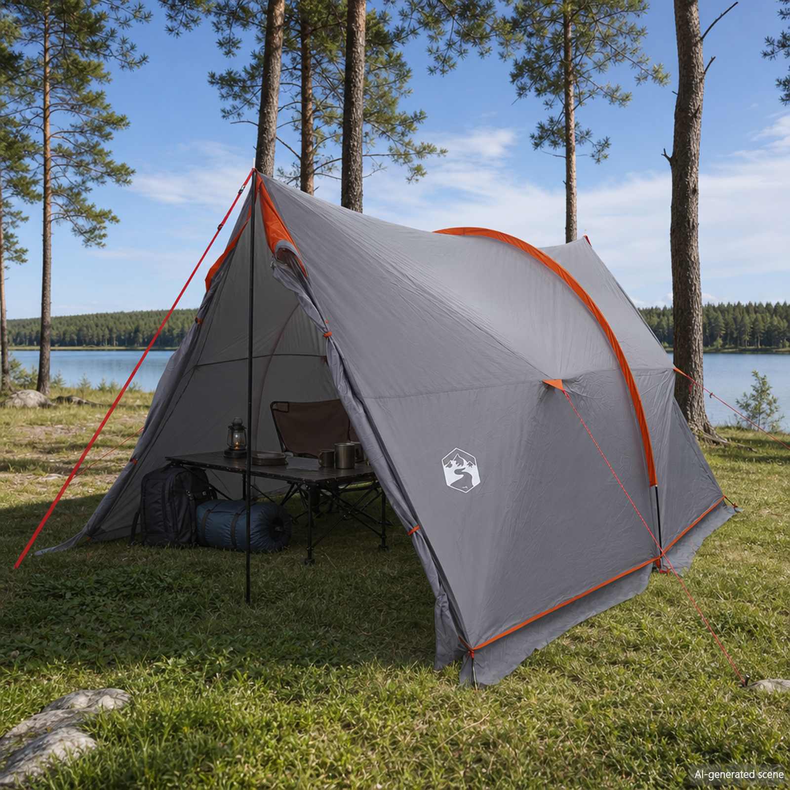 Vidaxl Canopy Tent Water-resistant Grey And Orange