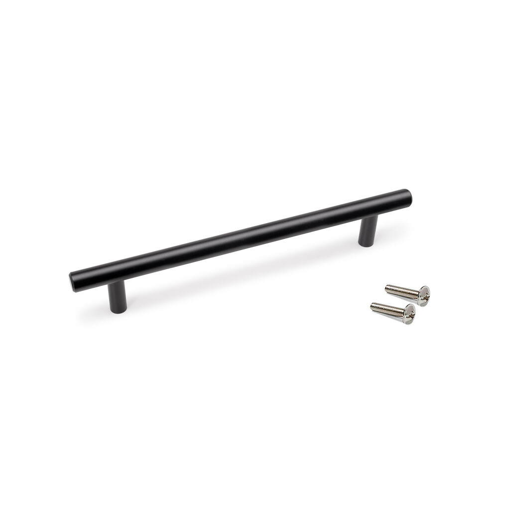 Möbelgriff Orlando L210mm Lochabstand 160mm Stahl Schwarz Lackiert - Emuca - 9352714