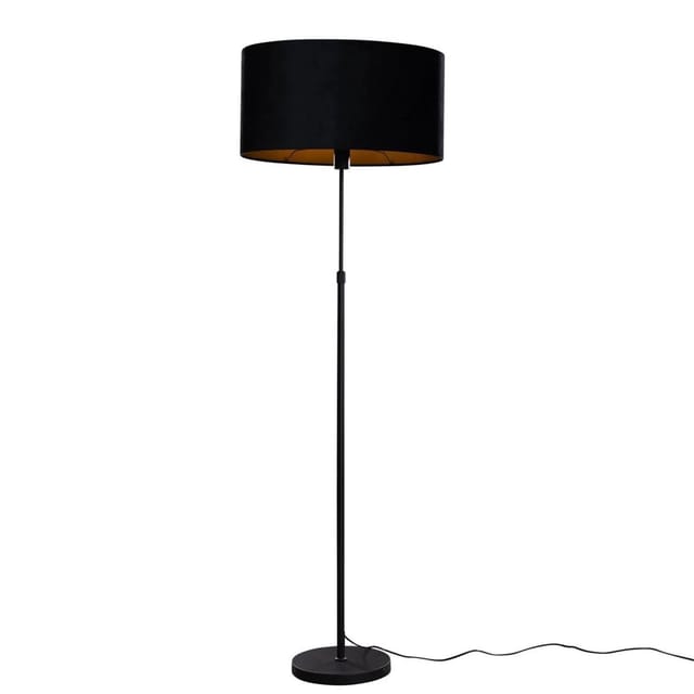 Stehleuchte Schwarz Mit Ovalem Samtschirm 50cm - Parte